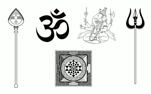 Símbolos espirituales en el Hinduismo: Deidades y yantras con significados profundos.